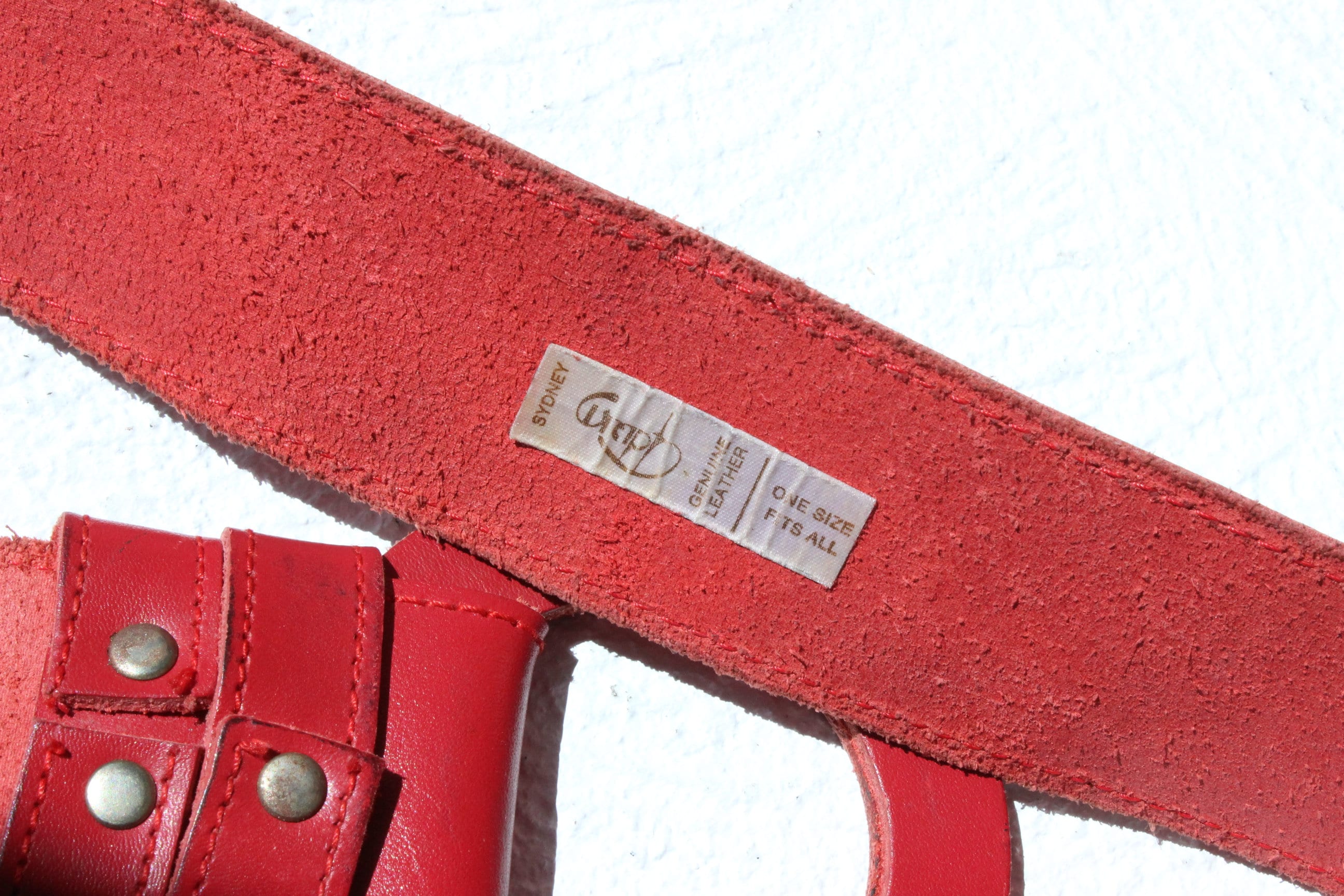 Vintage 80s Red Leather Sling Belt