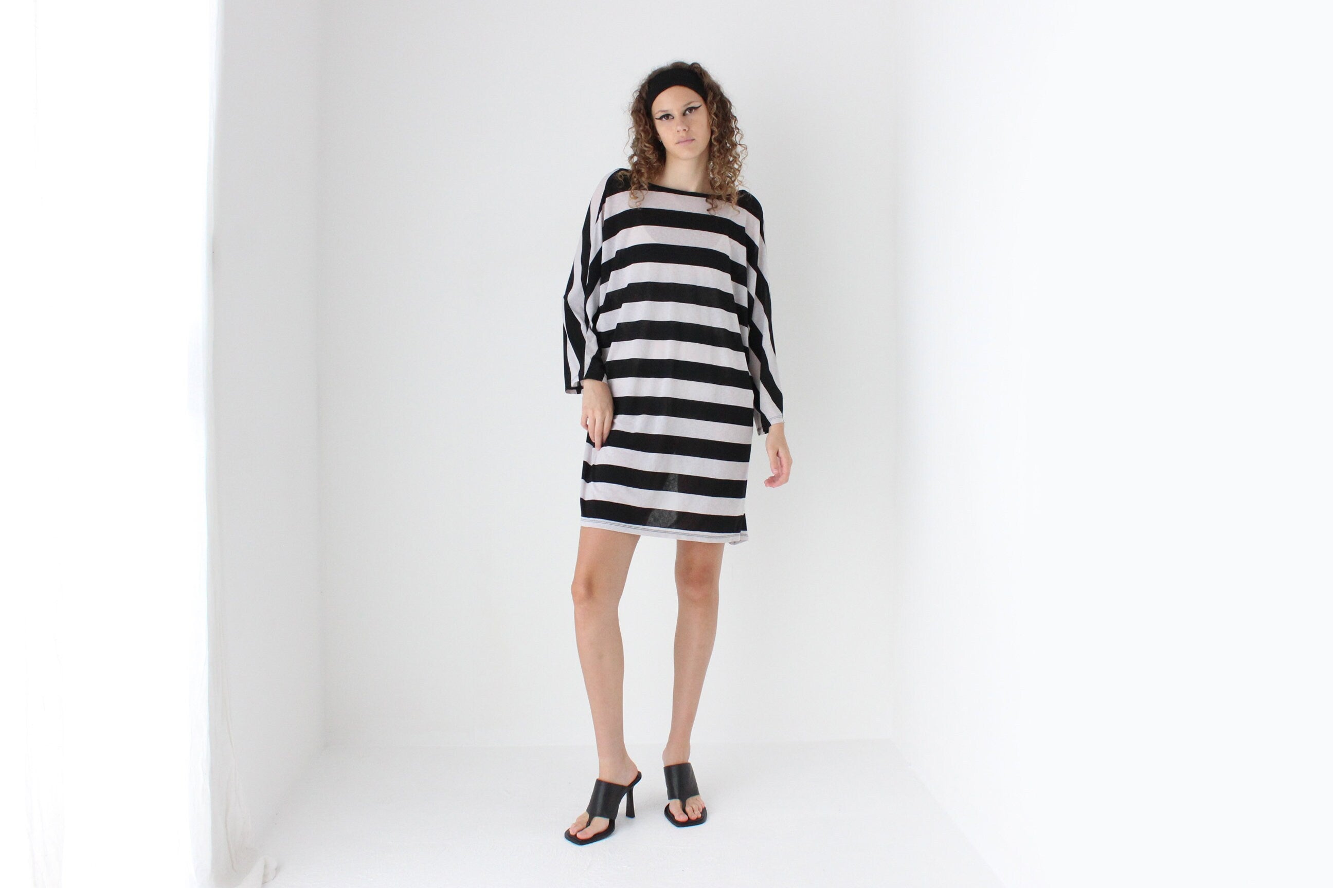 2000s Bold Stripe Mesh Tee Dress