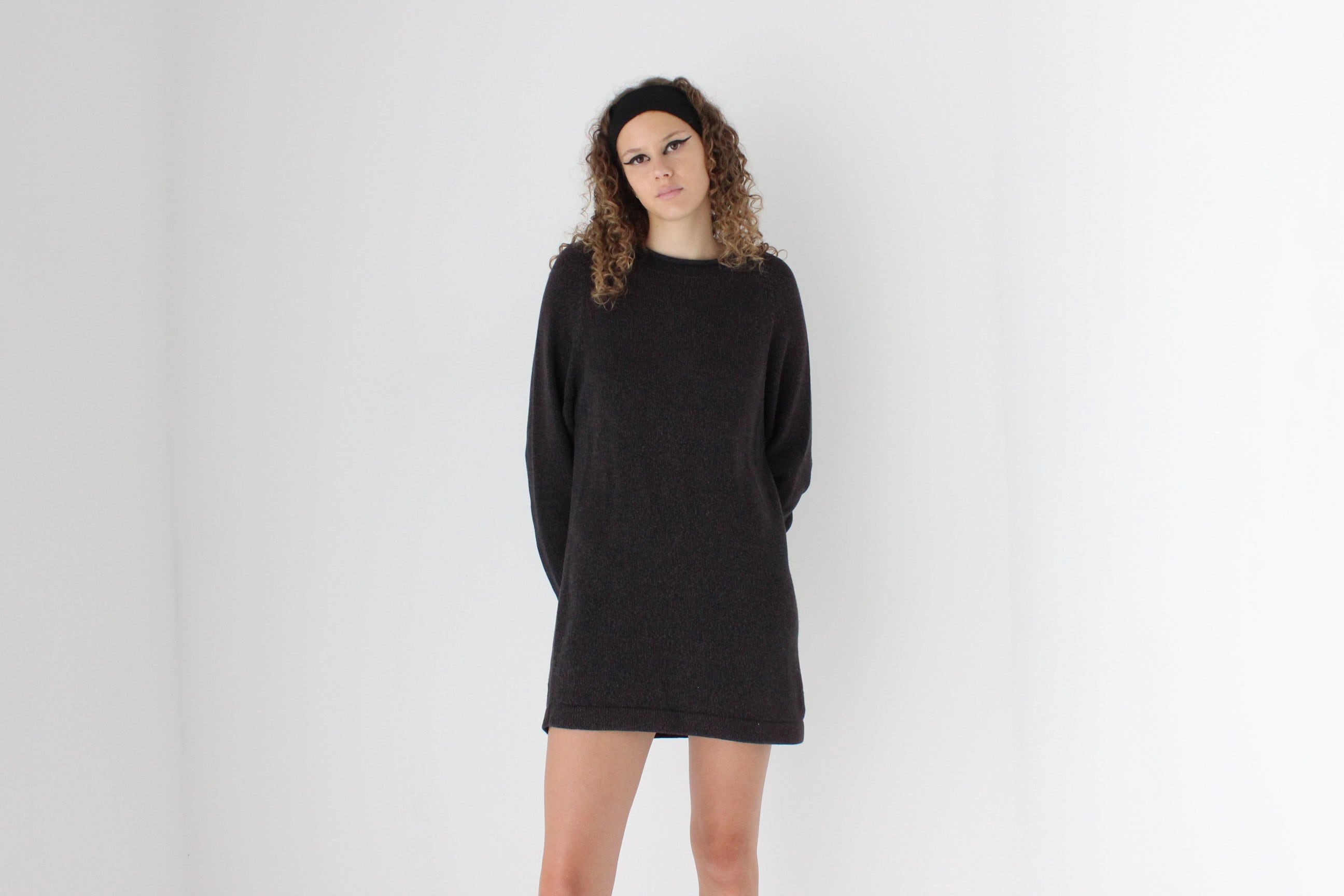 Essential 90s Charcoal Cotton Sweater Dress