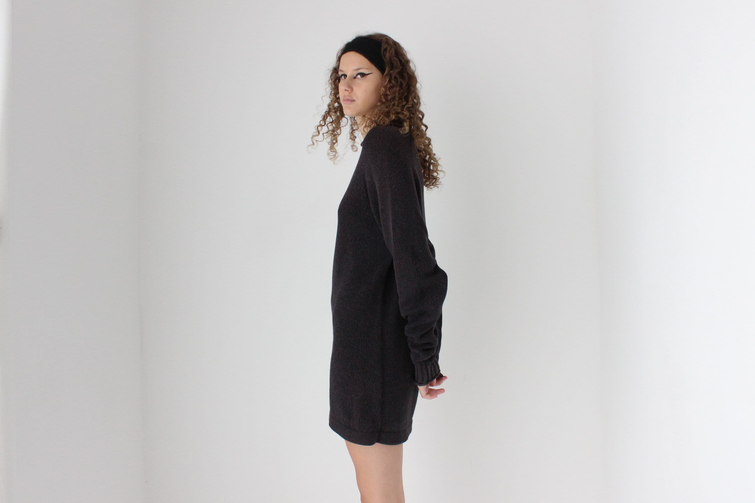 Essential 90s Charcoal Cotton Sweater Dress