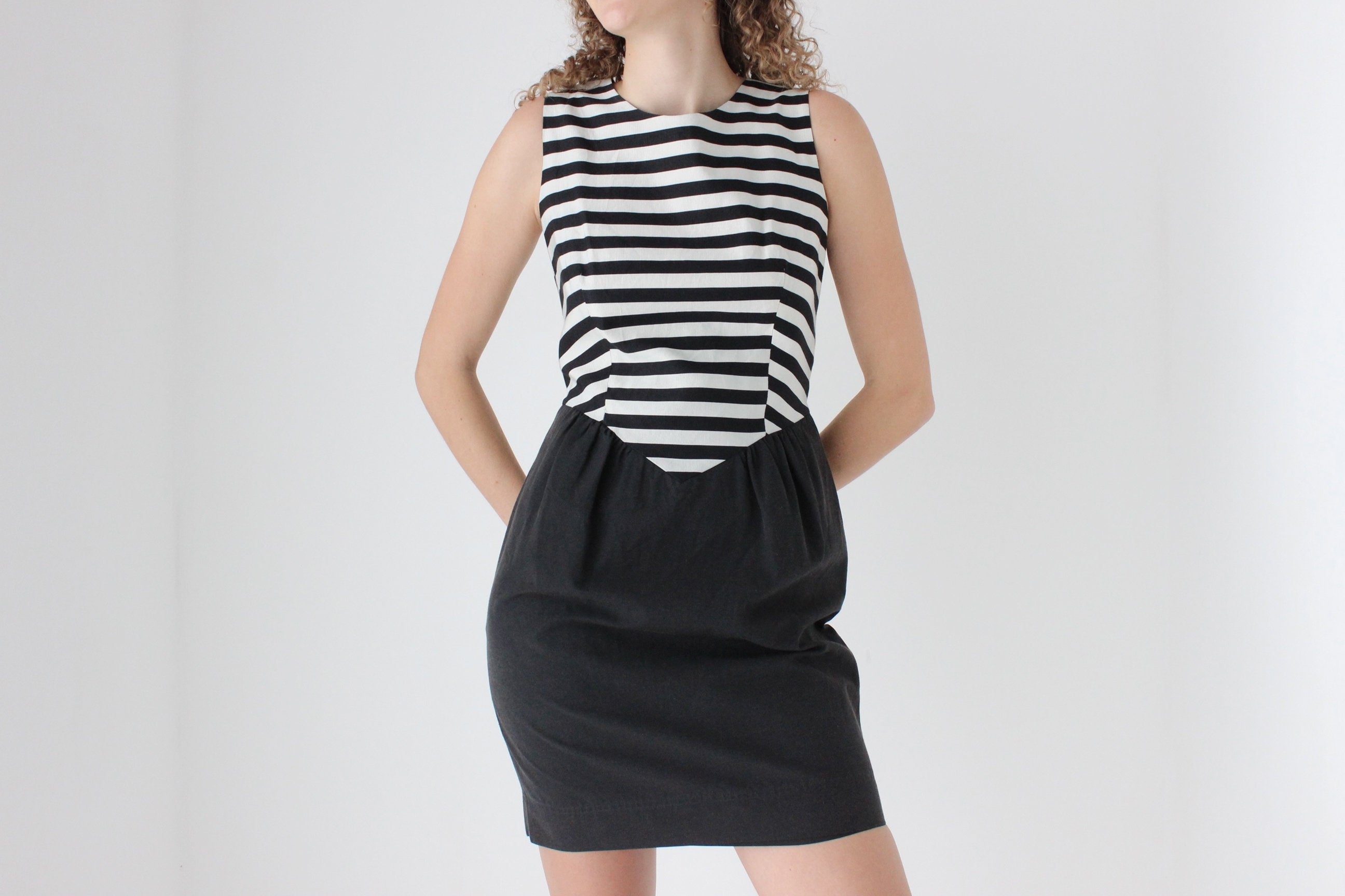 90s Moschino Monochromatic Stripe Mini Dress