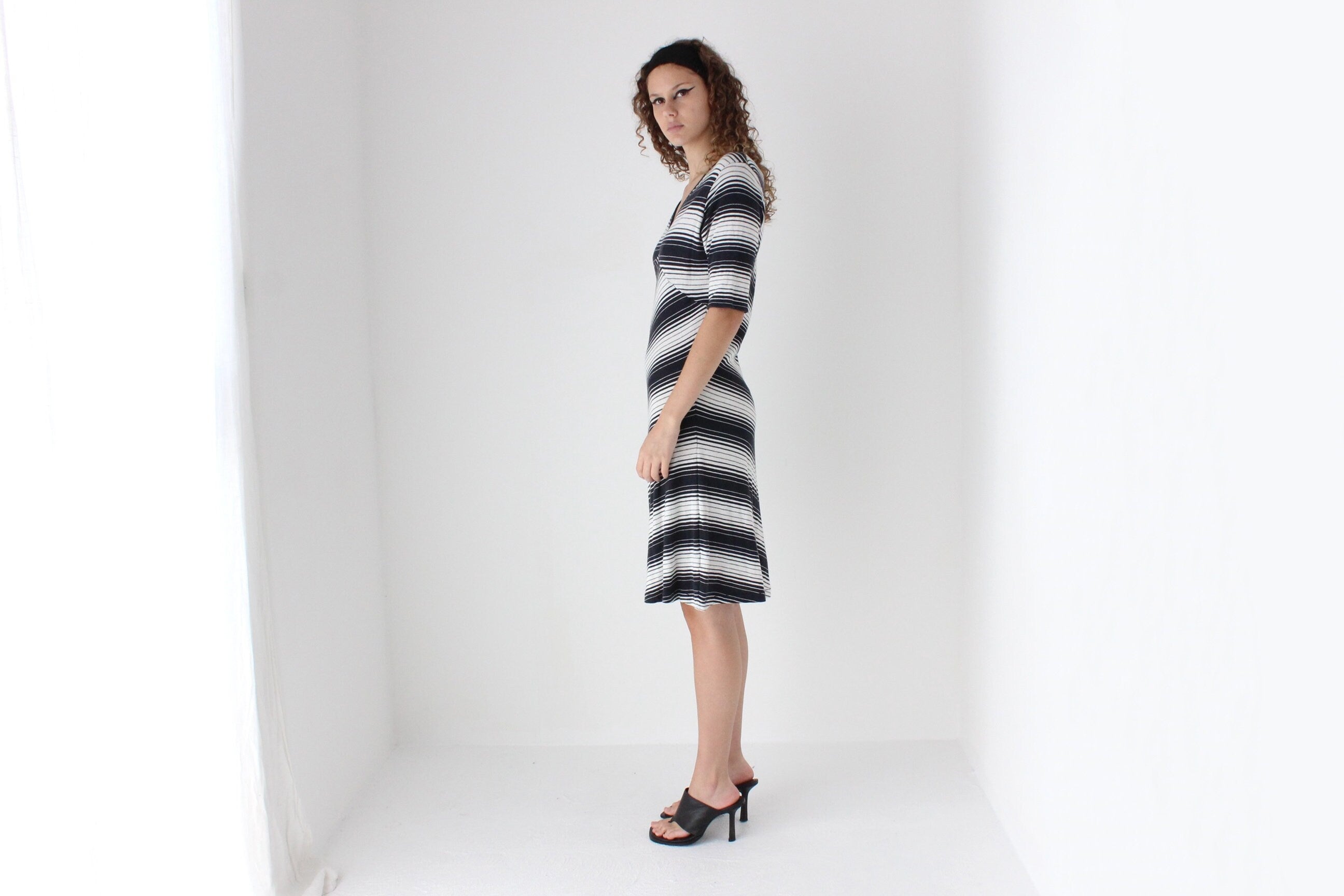 90s Chevron Knit Easy Wearing Midi Dress