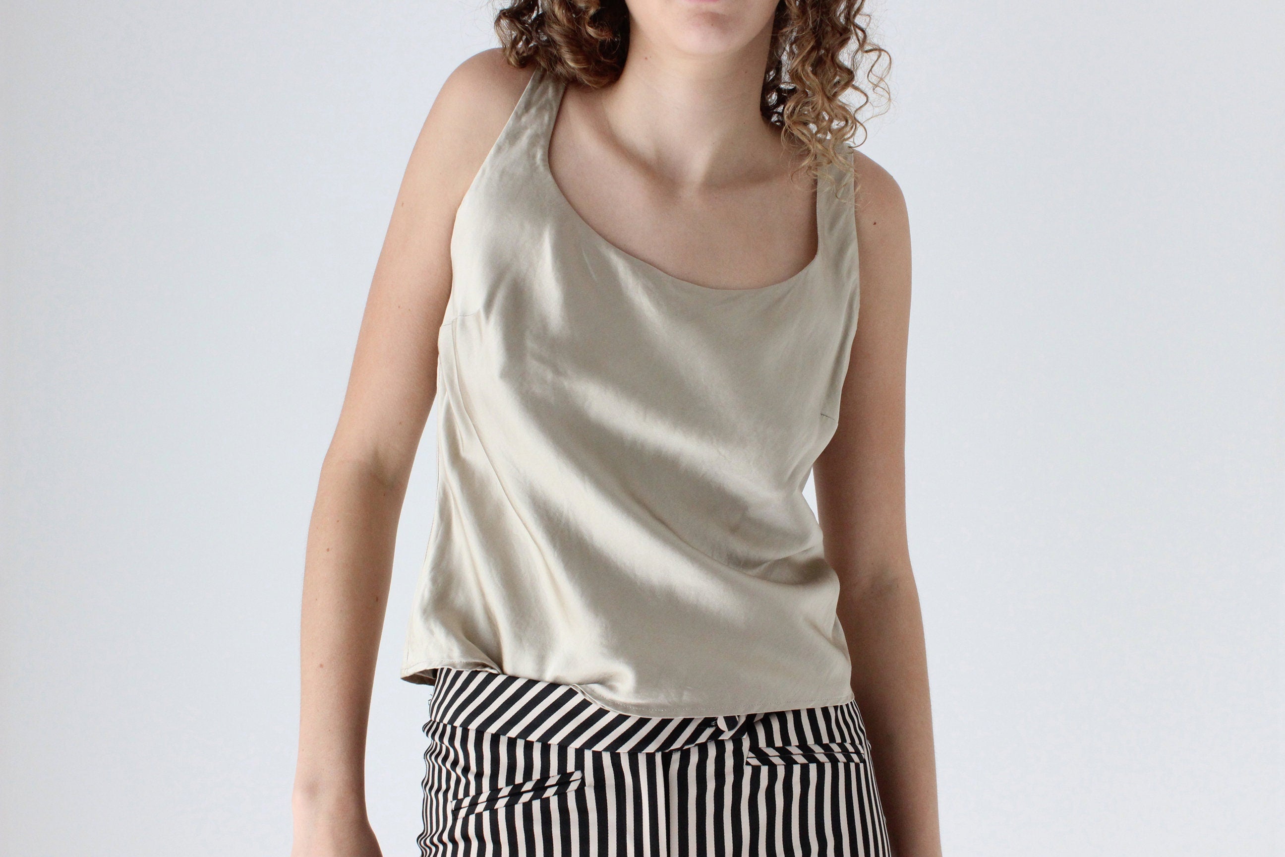 90s Pure Silk Scoop Neck Relaxed Tank
