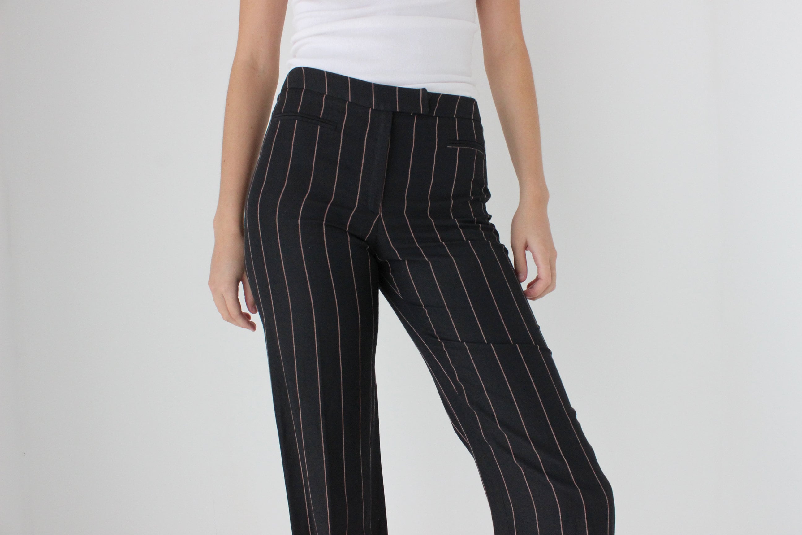 90s 'Dolce & Gabbana Basic' Pinstripe Linen Trousers