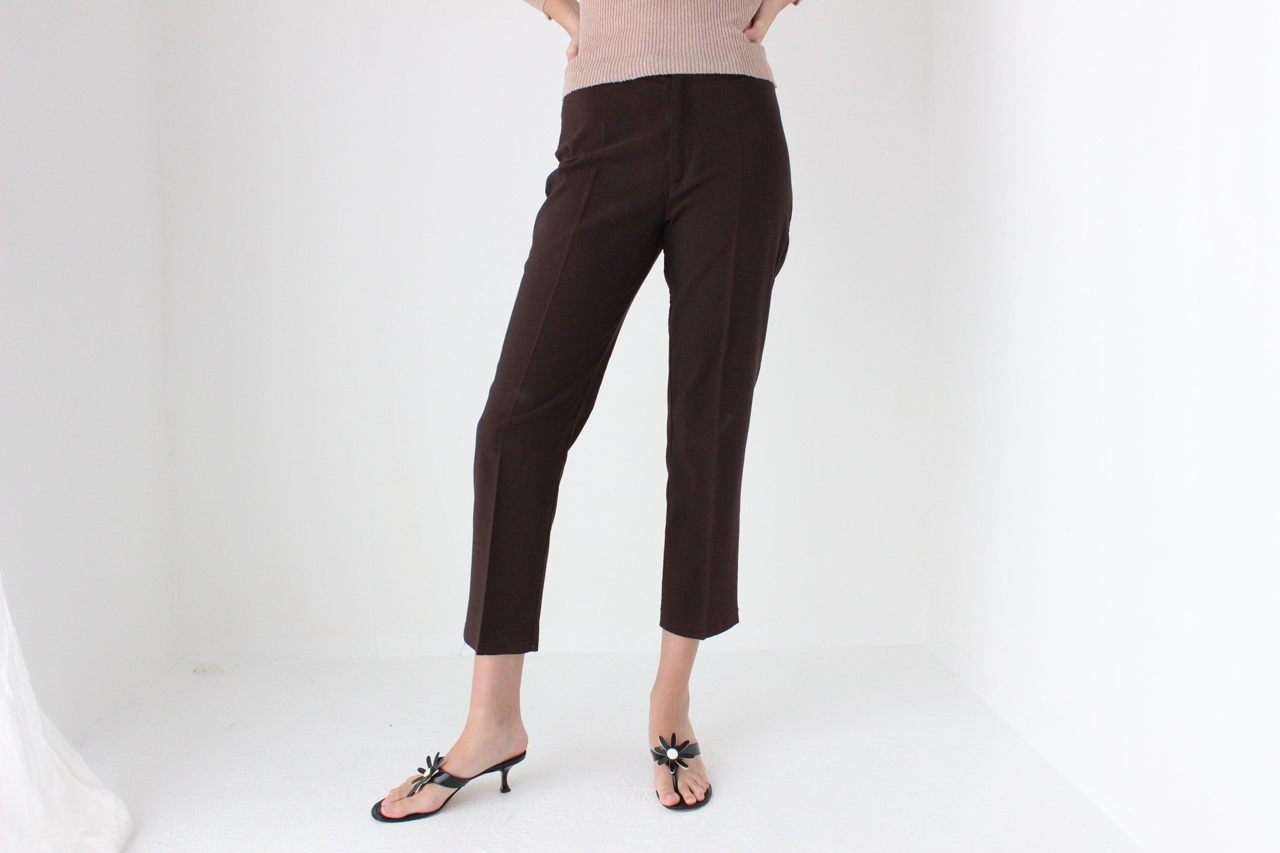 90s Fitted Cropped Chocolate Trousers
