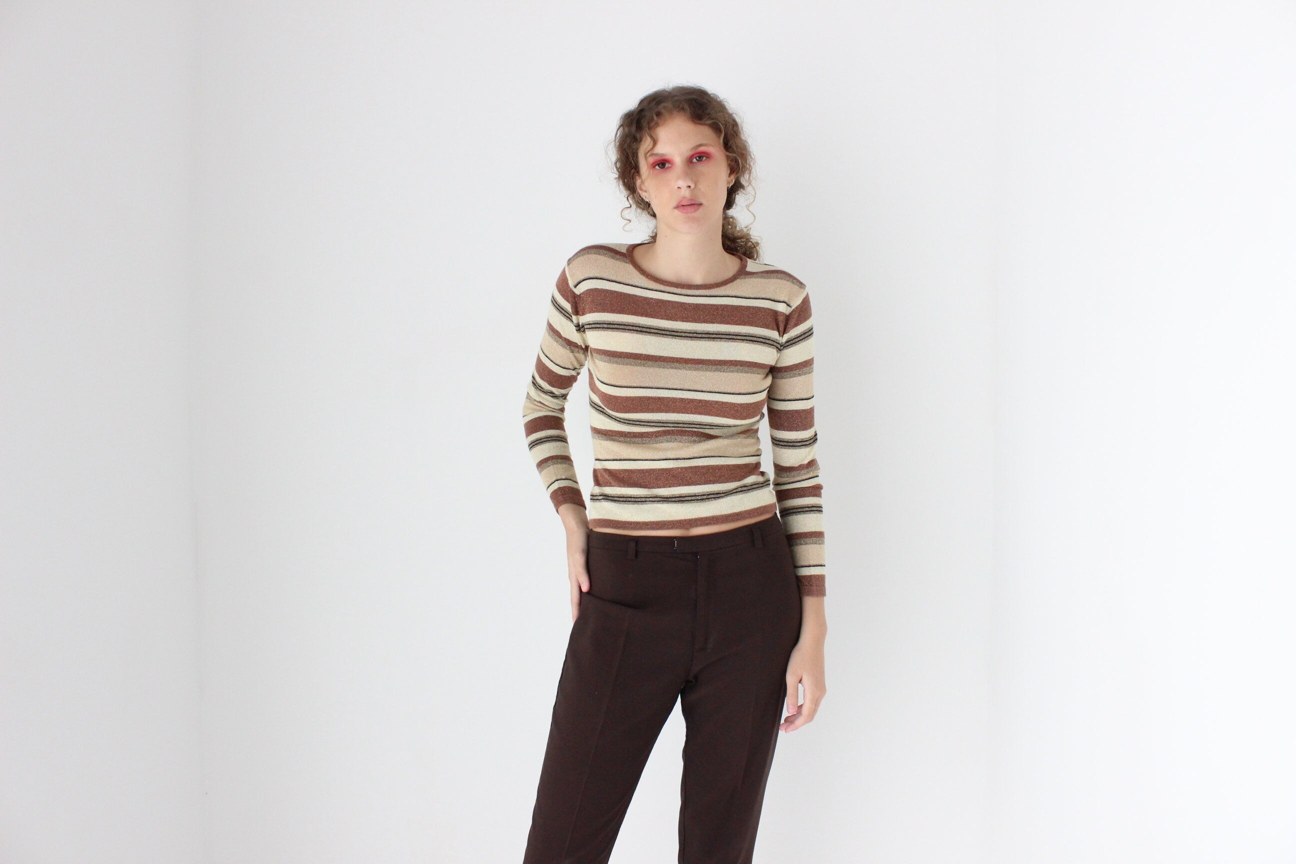 90s Striped Lurex Knit Top