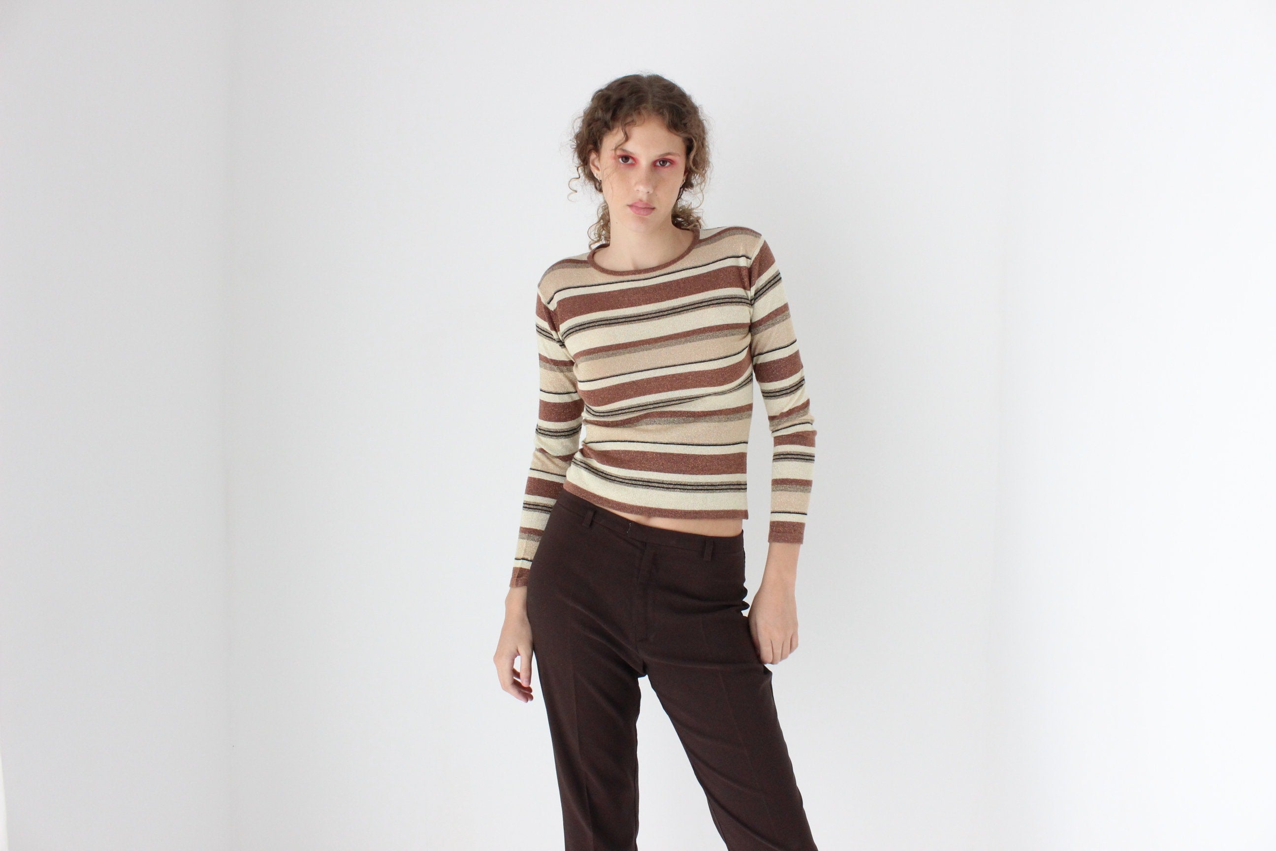 90s Striped Lurex Knit Top