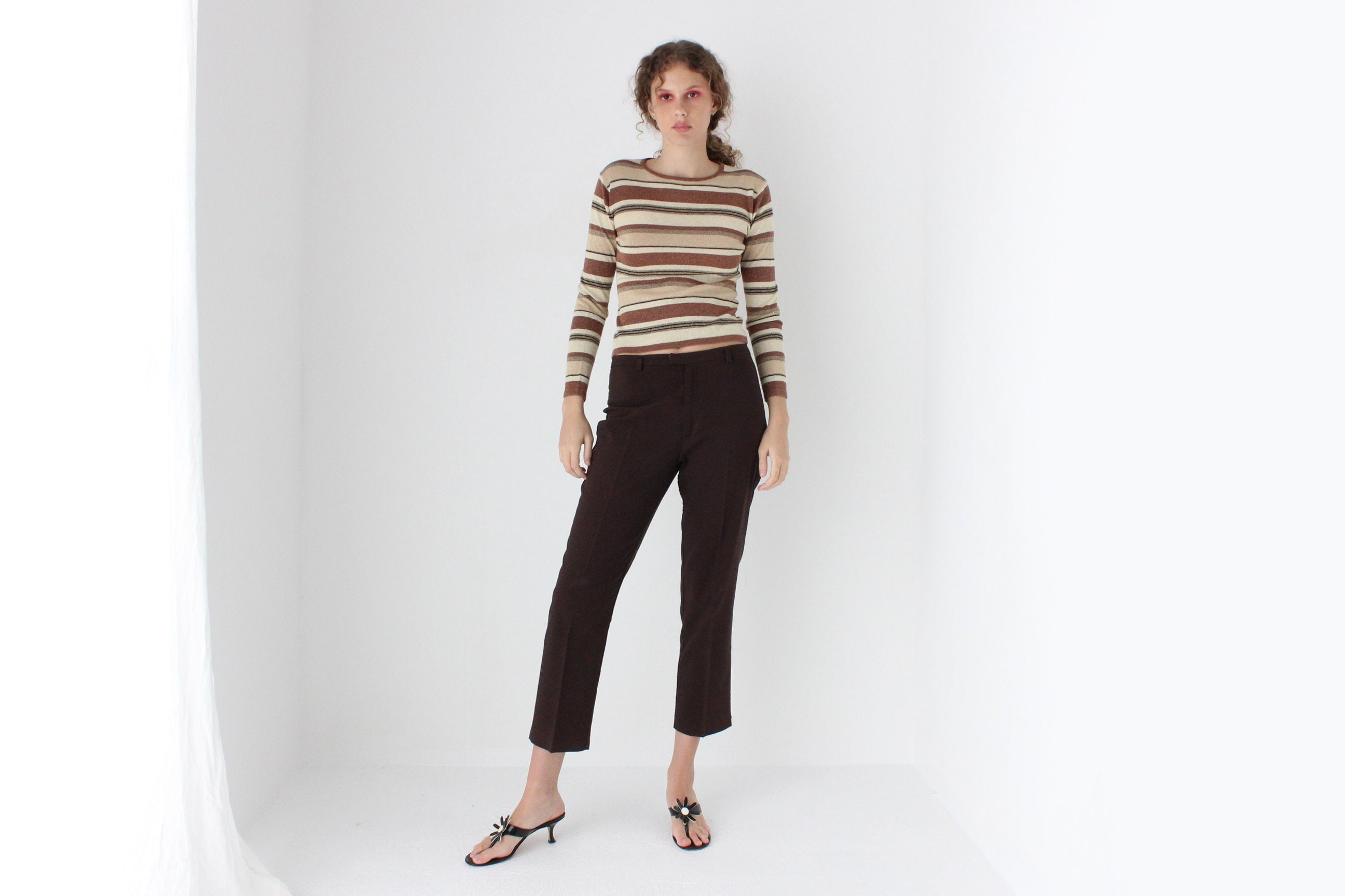 90s Striped Lurex Knit Top