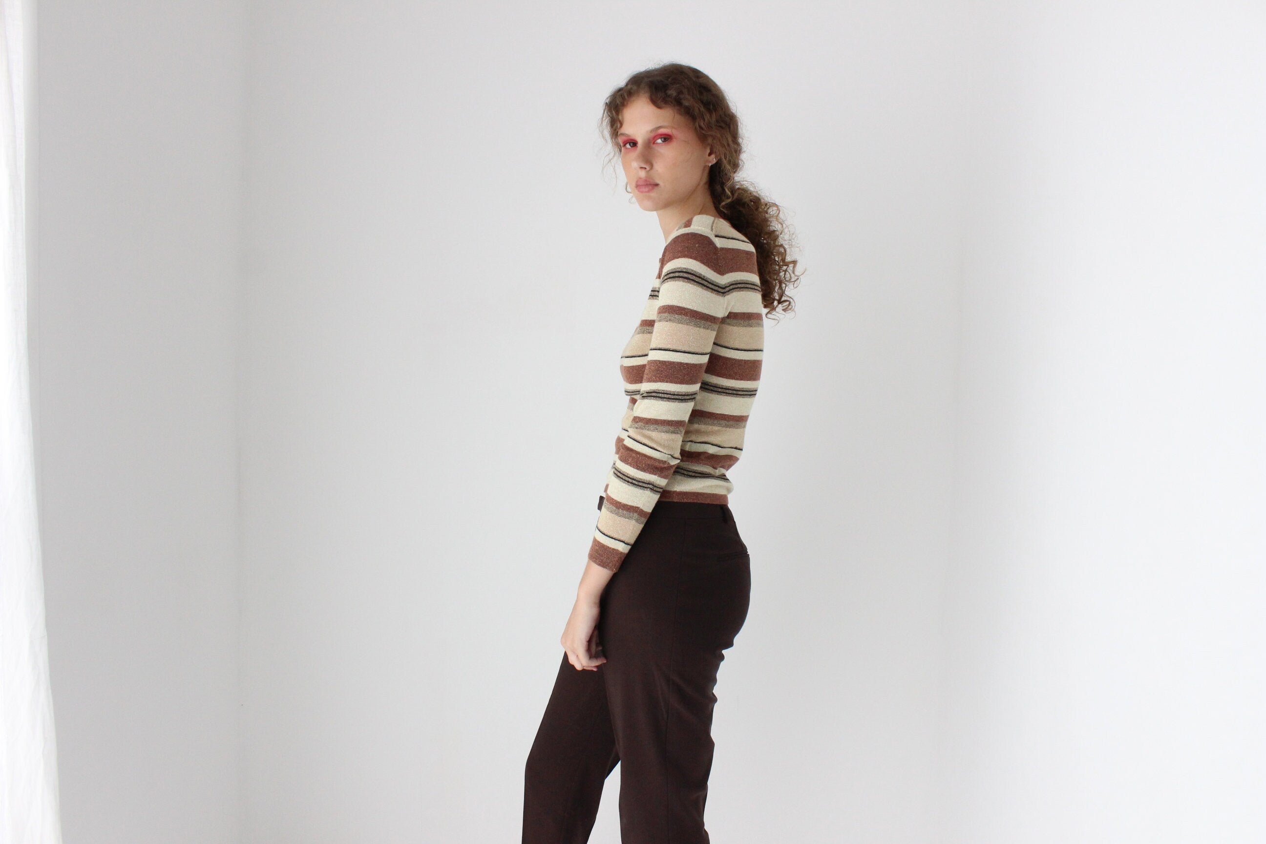 90s Striped Lurex Knit Top