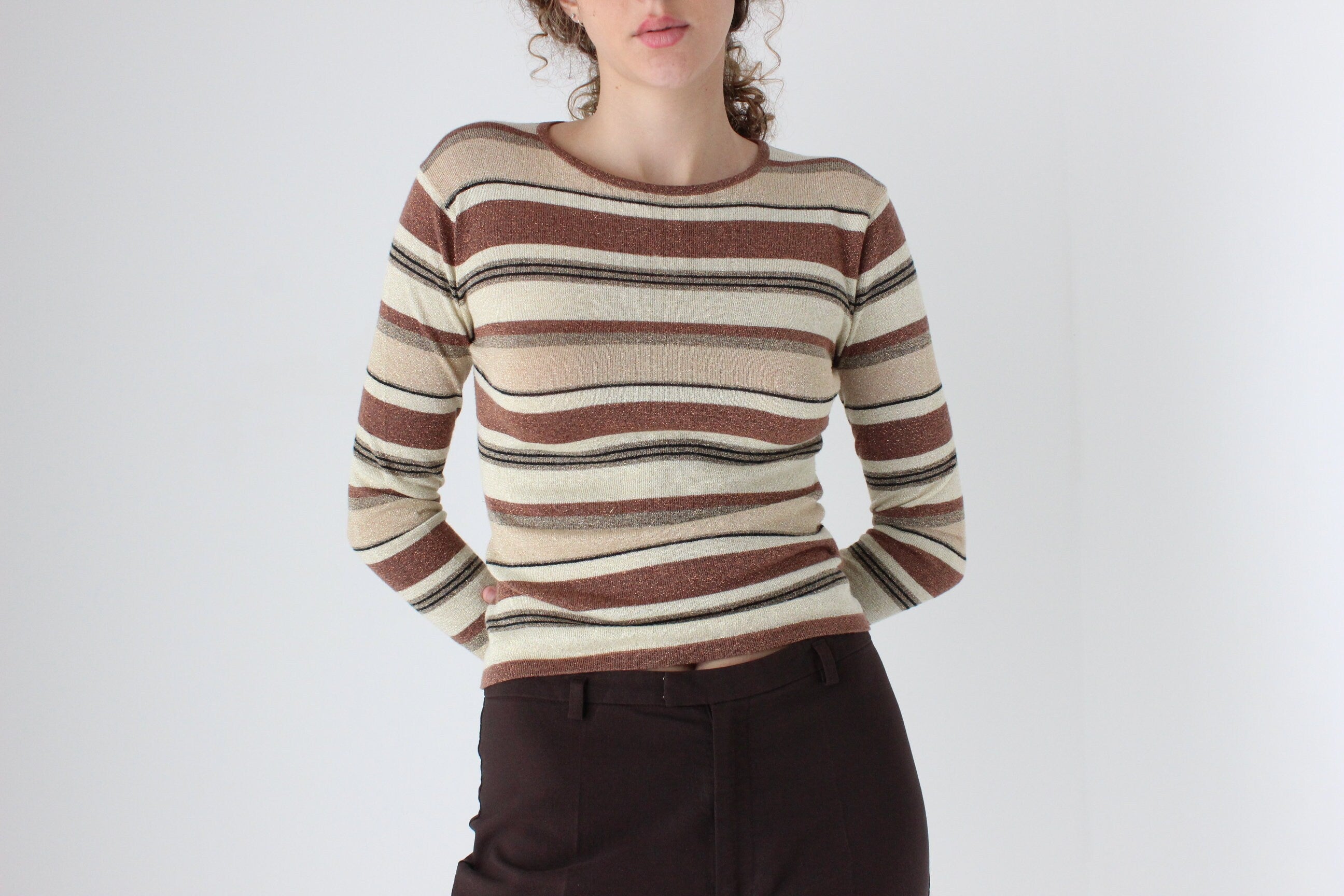 90s Striped Lurex Knit Top