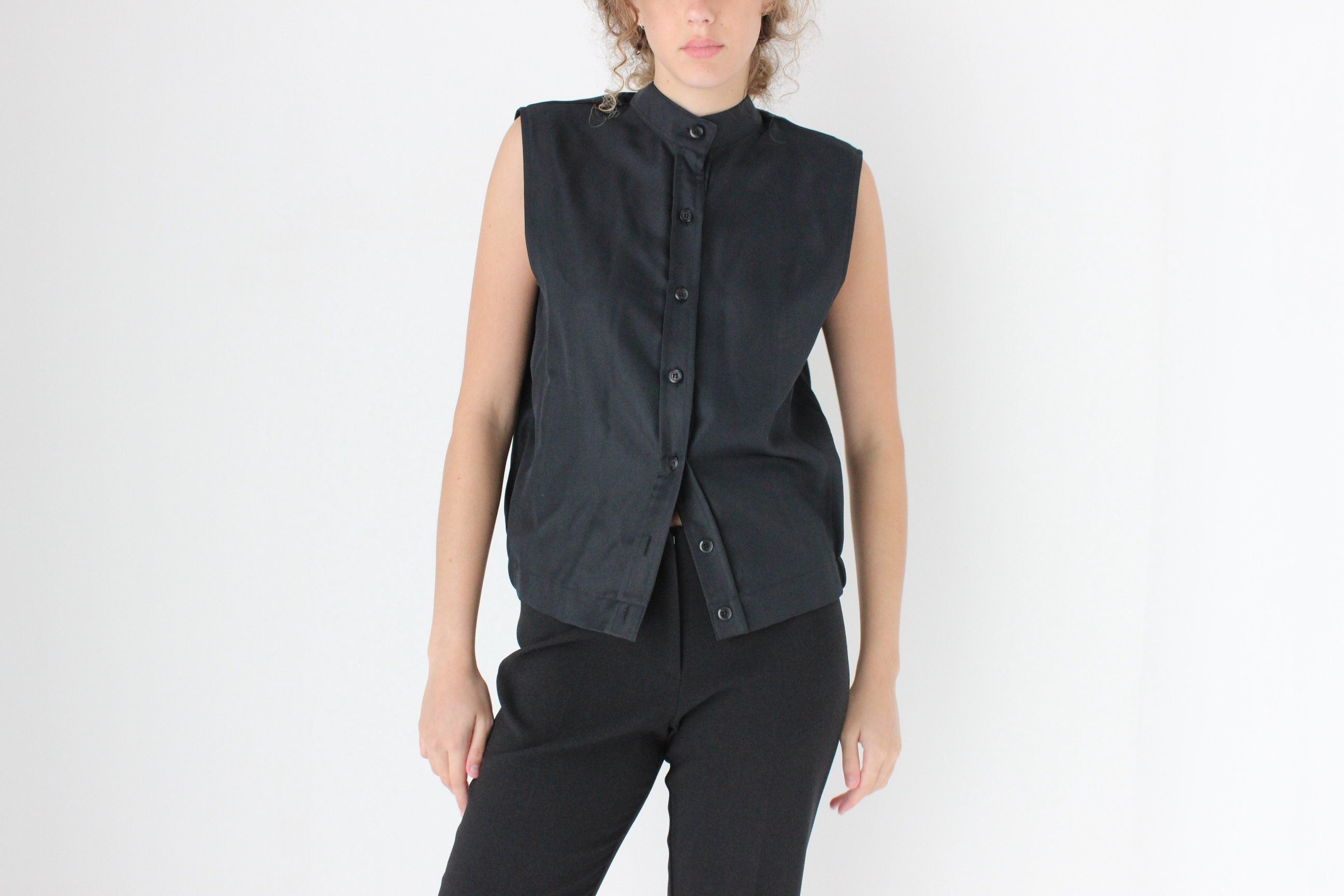 90s Unusual Business/Casual Button Front Waistcoat Top