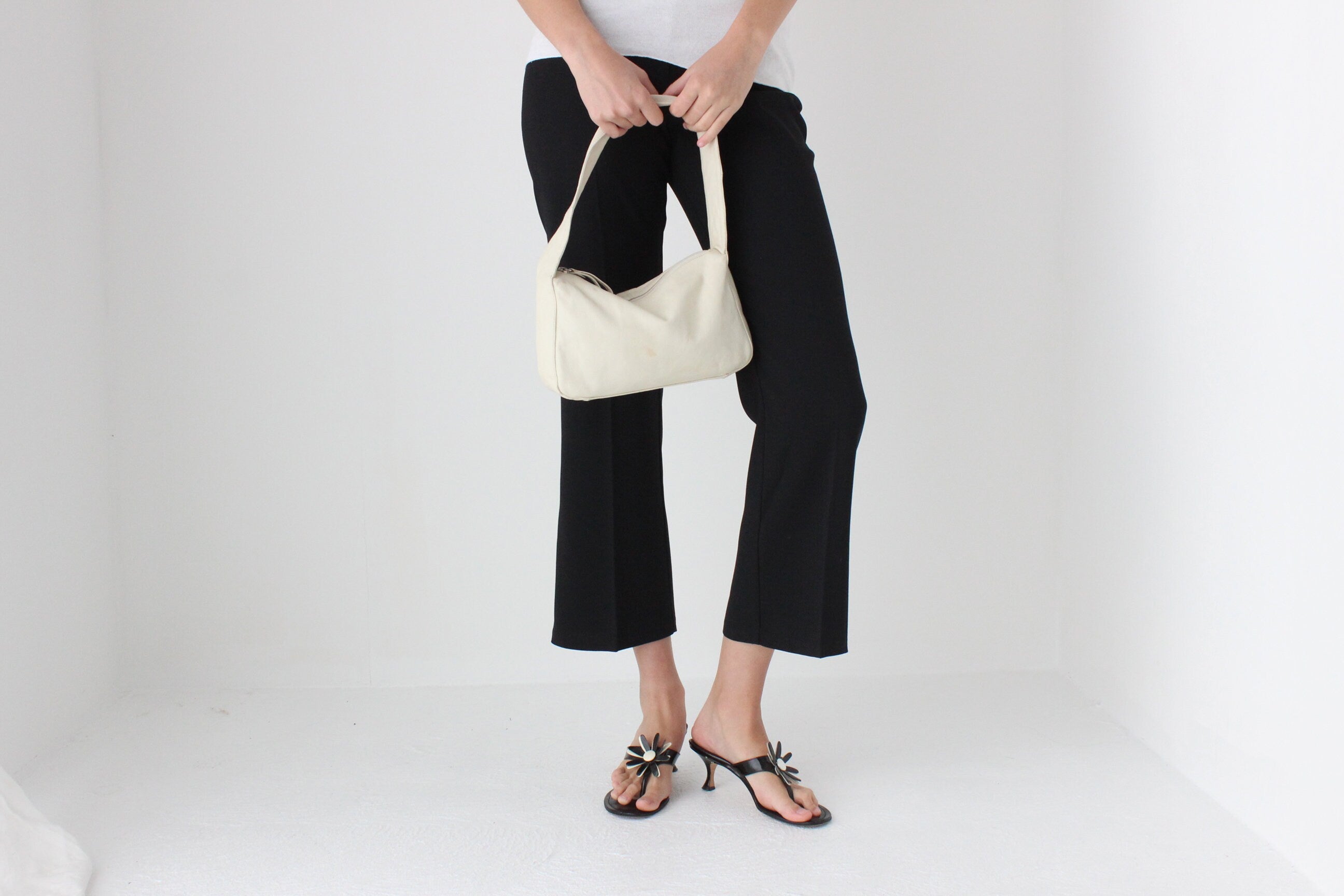Y2K Minimal White Leather Rectangular Handbag