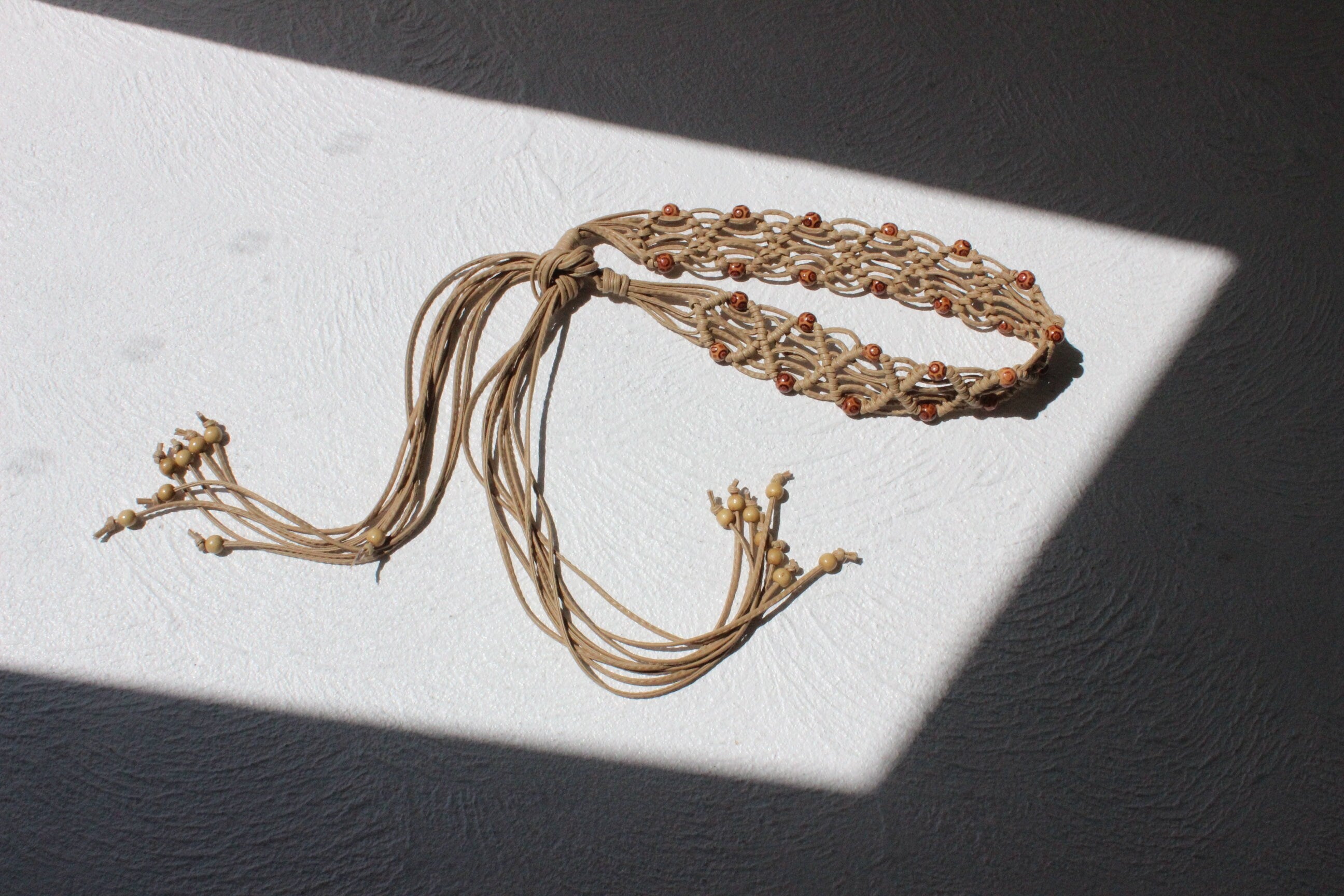 Y2K Braided Vinyl & Beaded Rope Tie Up Belt