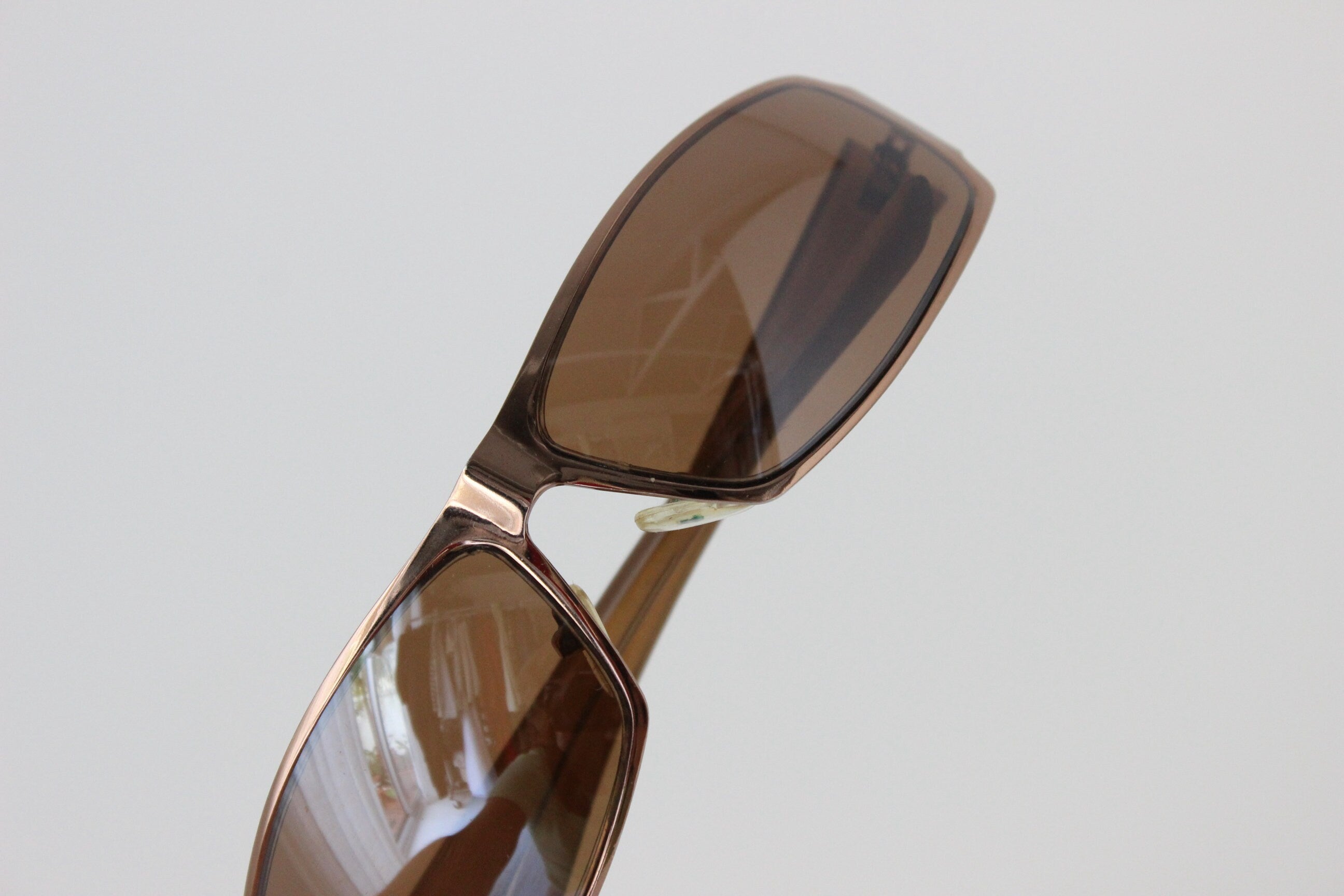 Y2K Bronze Metal Wraparound Sunglasses