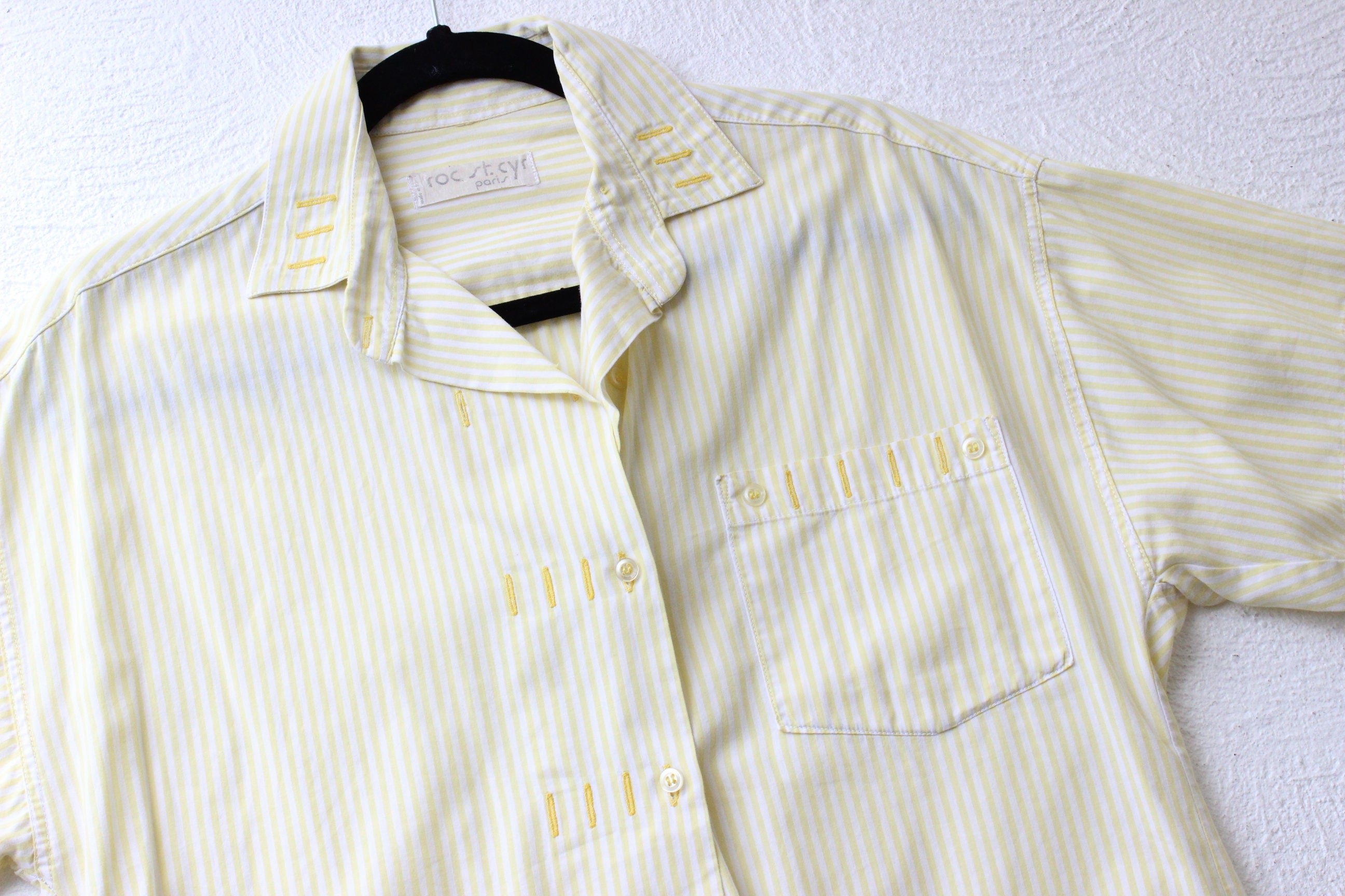 80s French Cotton Striped Boxy Shirt