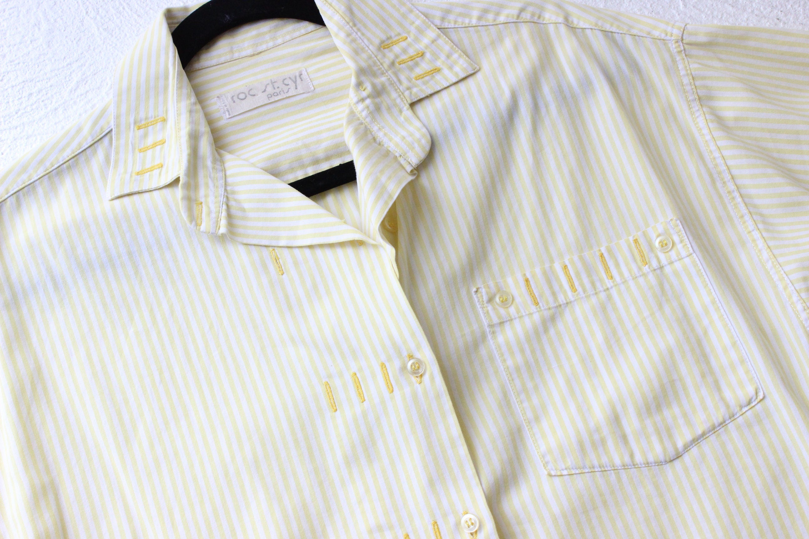 80s French Cotton Striped Boxy Shirt
