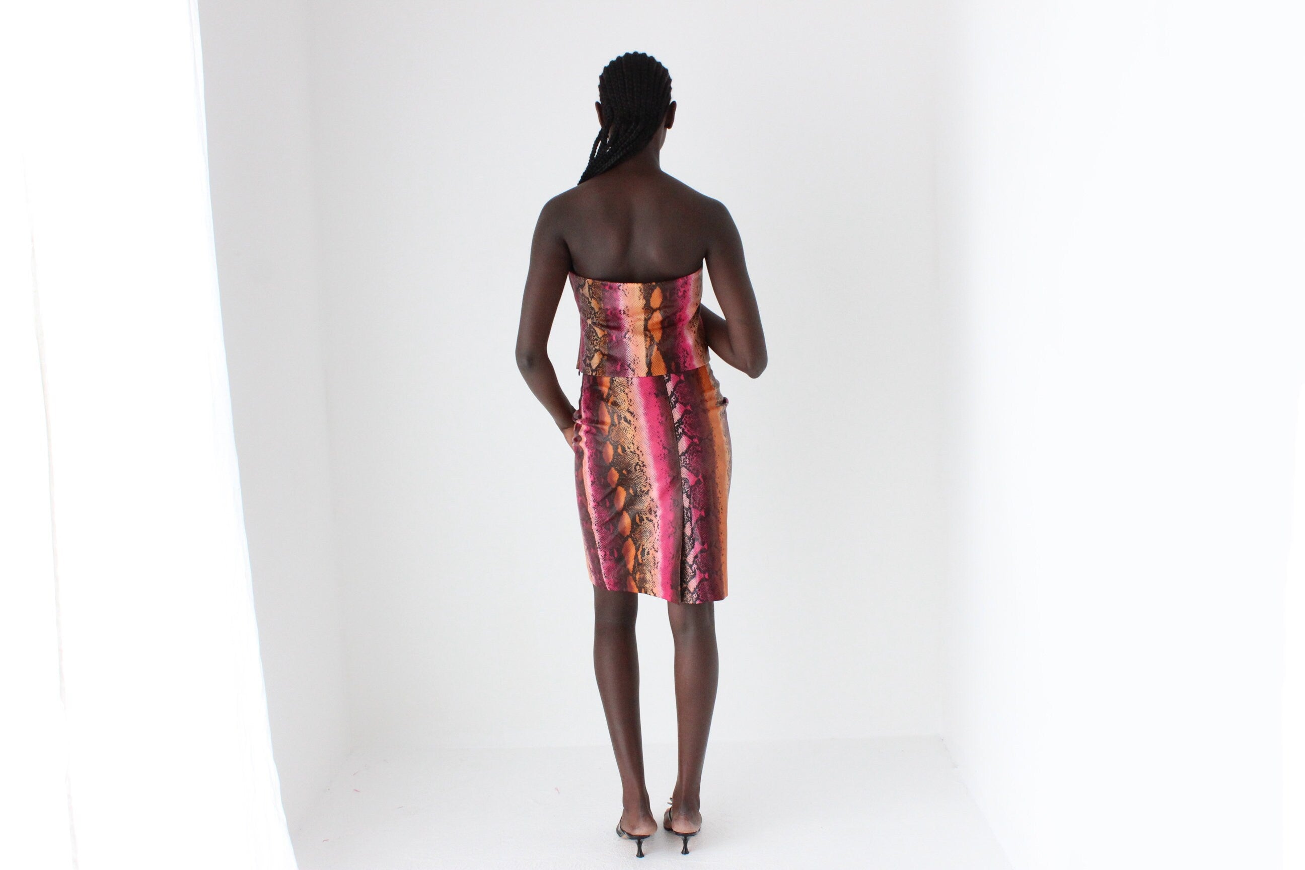 Fabulous Y2K Python PVC Matching Top & Skirt Set
