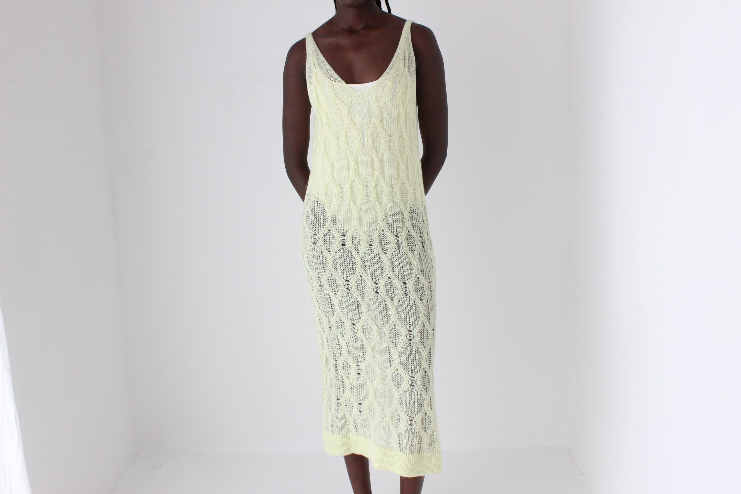 Unusual 2000s Pastel Cable Knit Tank Dress