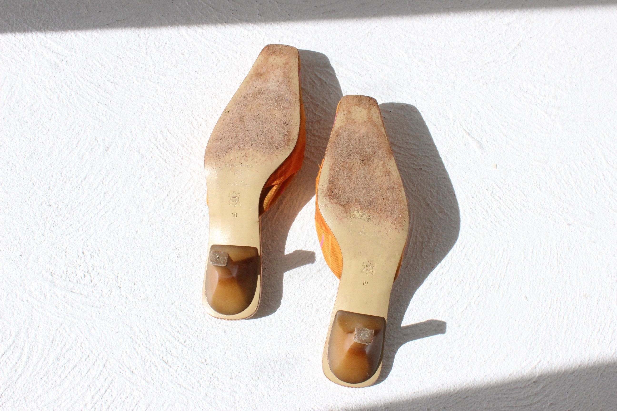 90s Olivia Rose Tal Raw Silk Courtier Mules w/ Brass Buckle - Euro 40