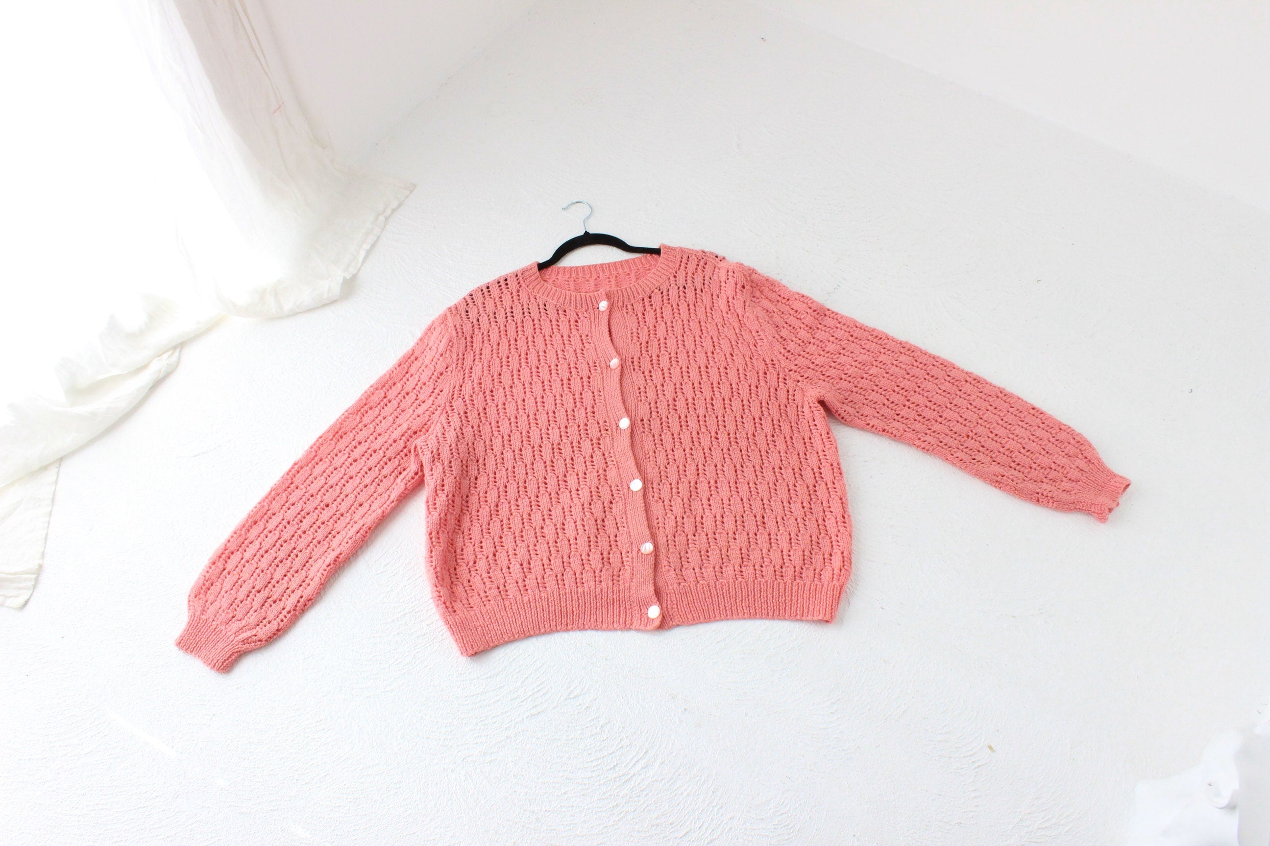 80s Hand Made Slouchy Button Front Knit